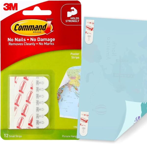 Command 17024 Poster Mounting Adhesive Strips - White, Pack of 12, 17024ES