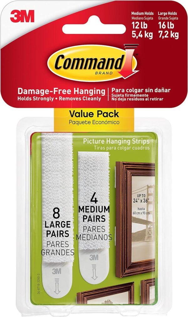 Command 17209 Picture Mounting Multi-Pack 4 x 2 M and 8 x 2 Strips Size L, Groß/Mittelgroß